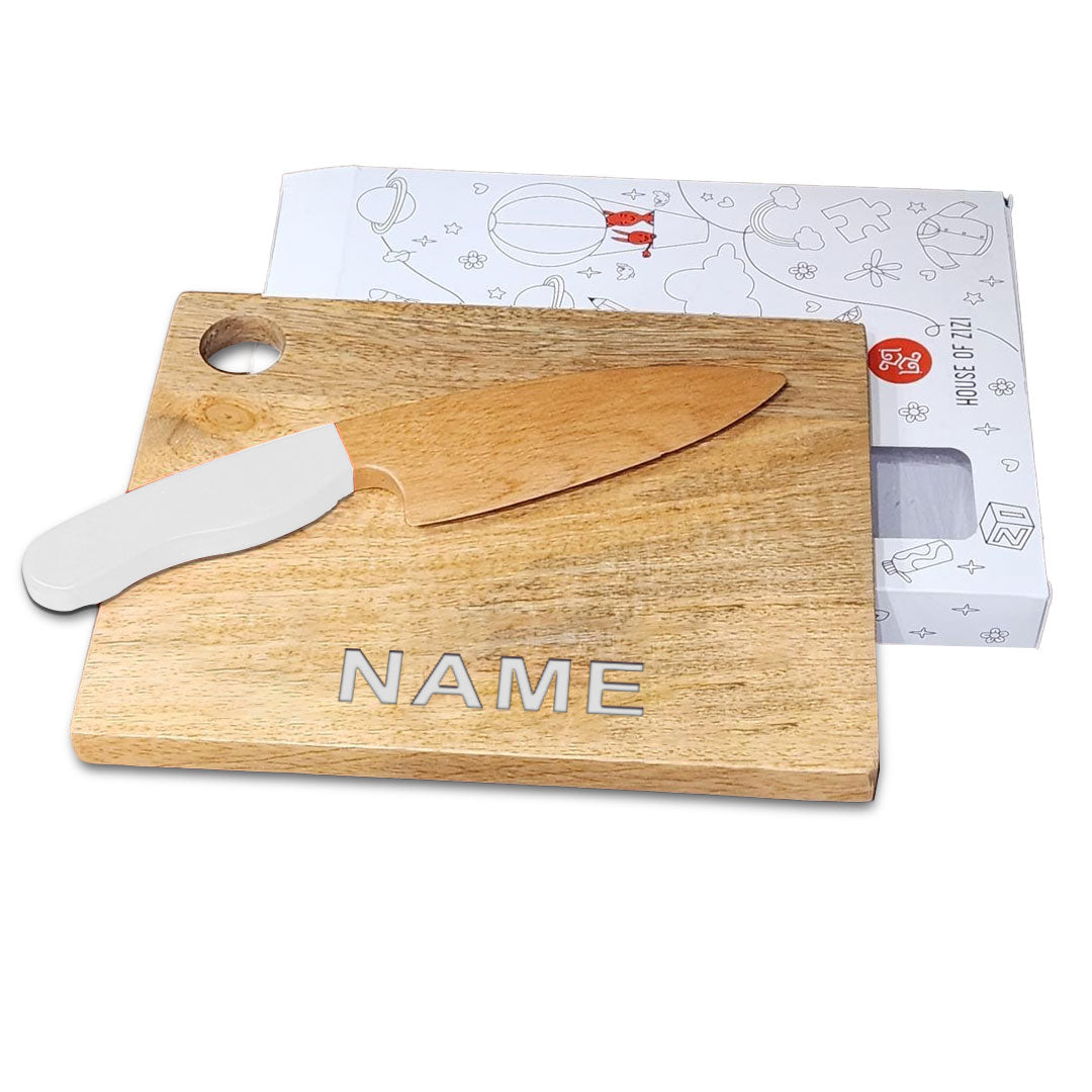 Montessori Knife and Chopping Board | Safe cutting tool for kids | Kids Cooking Knife | Personalised Chopping Board | Learning to cut with Montessori Knife | From 4 years - 10 years