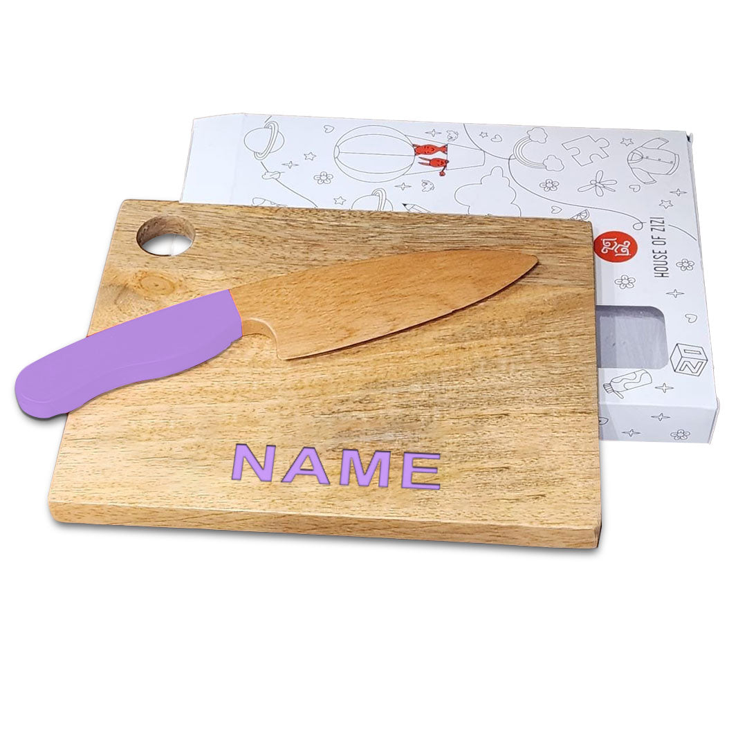 Montessori Knife and Chopping Board | Safe cutting tool for kids | Kids Cooking Knife | Personalised Chopping Board | Learning to cut with Montessori Knife | From 4 years - 10 years