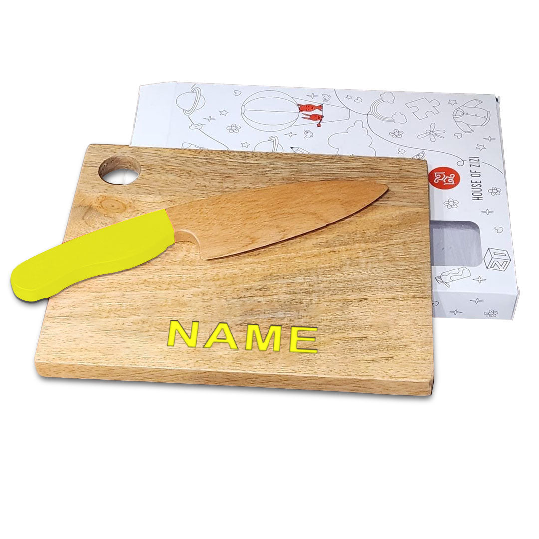 Montessori Knife and Chopping Board | Safe cutting tool for kids | Kids Cooking Knife | Personalised Chopping Board | Learning to cut with Montessori Knife | From 4 years - 10 years