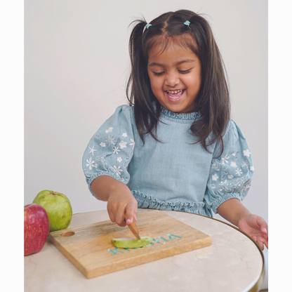 Chopping Board with Mini Knife - Toddler special | Montessori Practical Life Skills | Kids Cooking Knife | Customised Chopping Board | 1 Year - 4 Years