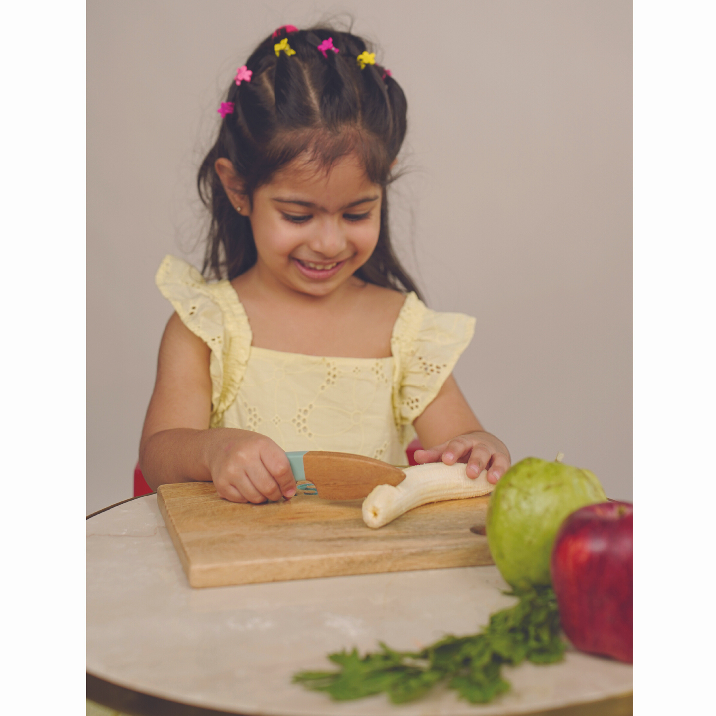 Chopping Board with Mini Knife - Toddler special | Montessori Practical Life Skills | Kids Cooking Knife | Customised Chopping Board | 1 Year - 4 Years