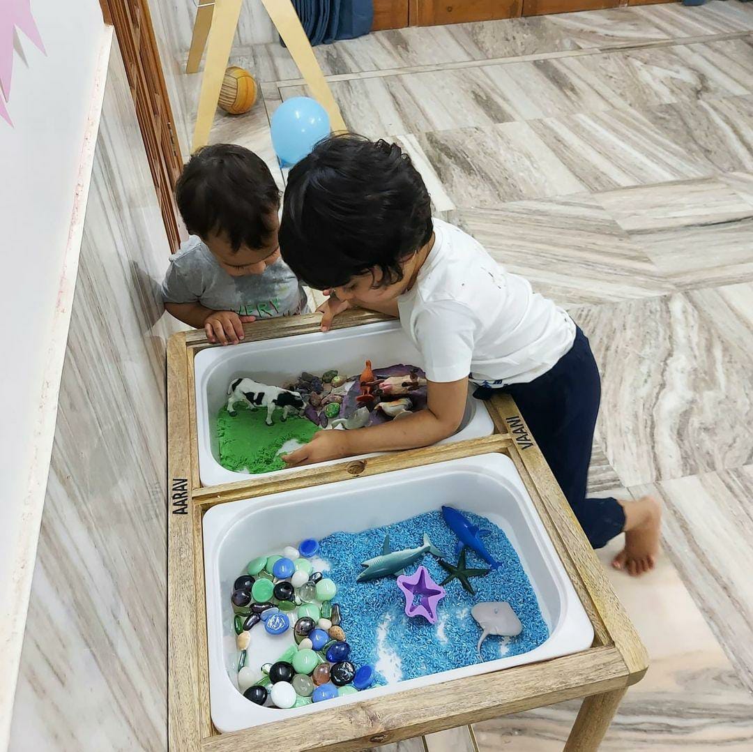 Sensory Table | Flisat Table for Toddlers | Activity Table with Bins and White board | Sensory Development Play | Montessori Inspired | Sand Play | Water Play | Child Safe | Non Toxic Paints