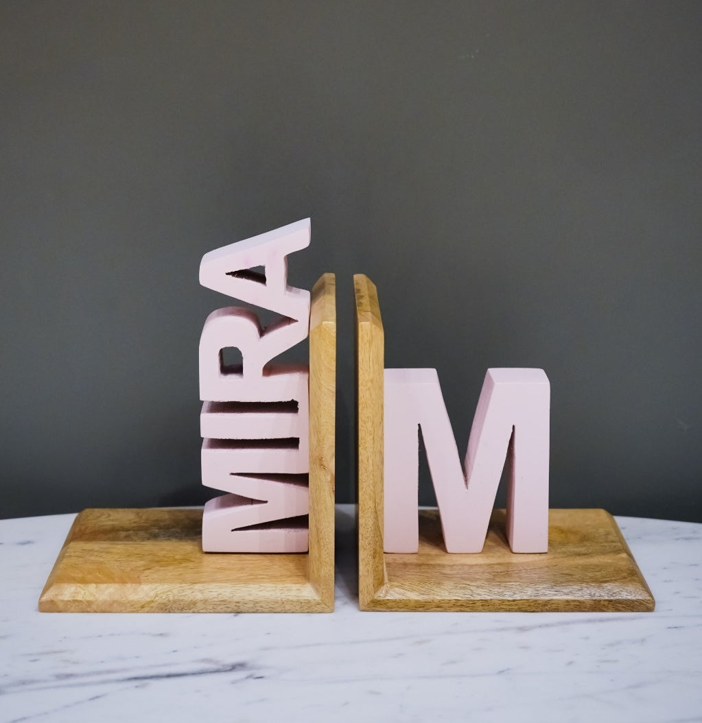 Personalized Wooden Book Ends - House of Zizi