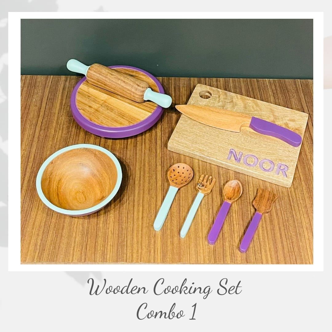 Wooden Cooking Set Combo 1 - Cooking Set with Montessori knife & board - House of Zizi